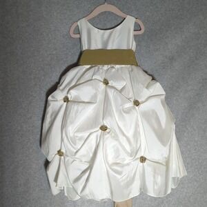 Vtg Tip Top Kids Size‎ 2 Flower Girl Formal White Pageant Dress With Bow